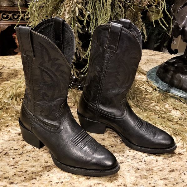 Mens TONY LAMA Black Leather Oil Slip Resistant Western Cowboy Boots ...