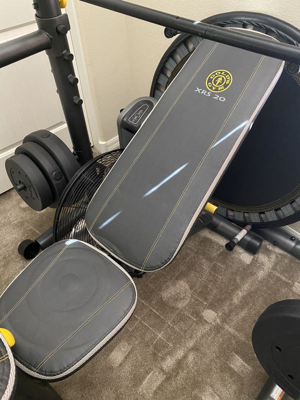 Golds Gym XRS 20 adjustable workout bench, squat rack, leg ext