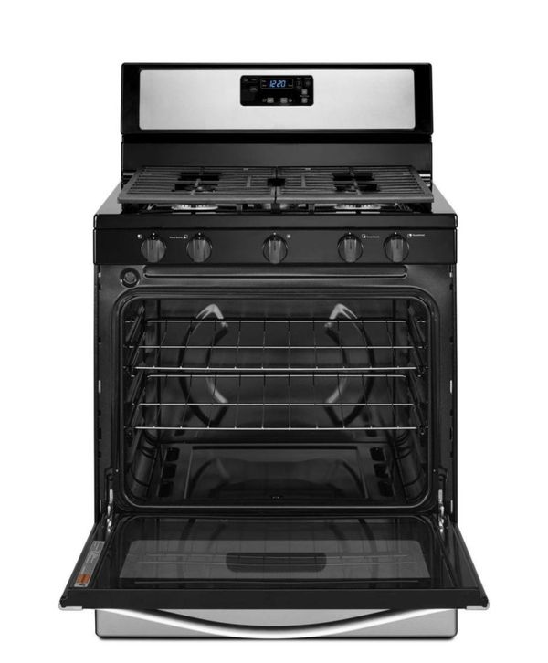 New in box Whirlpool Gas Range 5 Burner Stove Stainless Steel for Sale