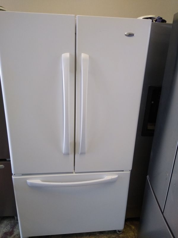 REFRIGERATOR AMANA FRENCH DOORS COLOR WHITE ICE MAKER MACHINE WATER