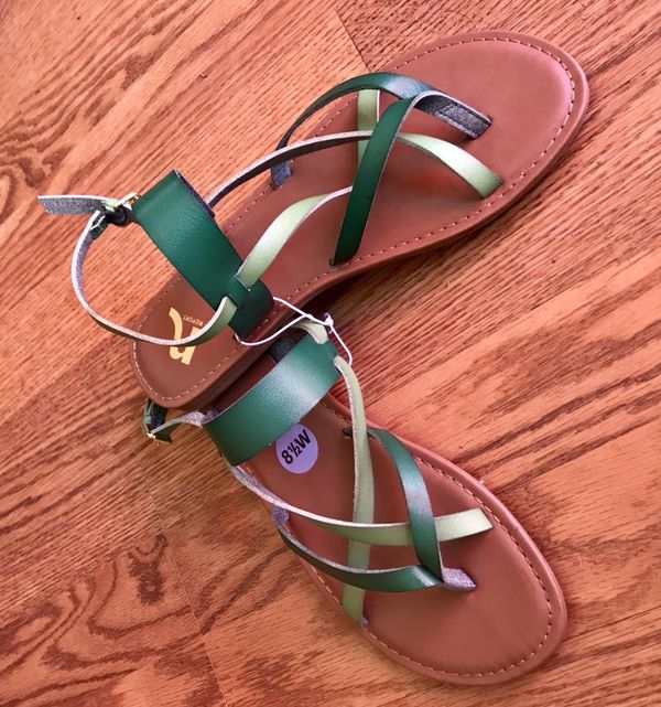 kelly green flat sandals
