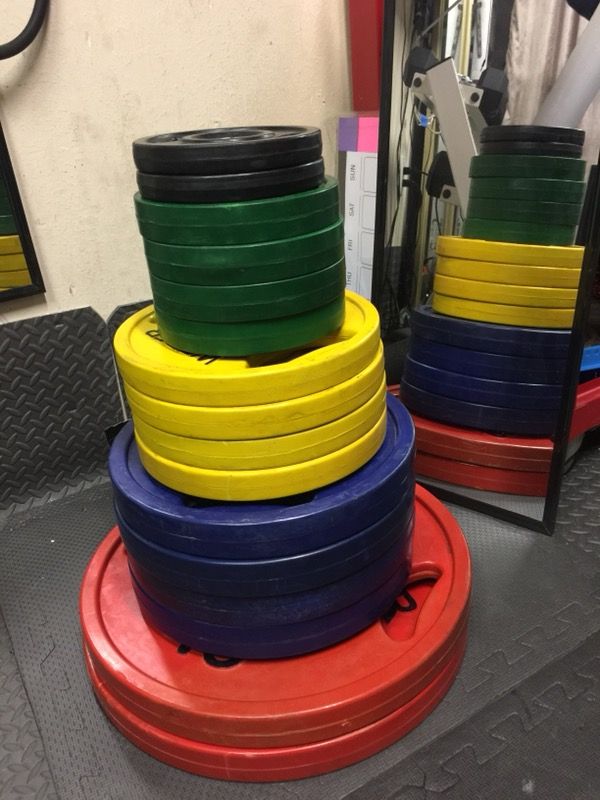 Weider Rubber Coated Weights / Color Coded Olympic Plates for Sale in