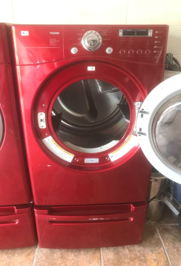 LG red washer and dryer set on pedestal for Sale in Kissimmee, FL OfferUp
