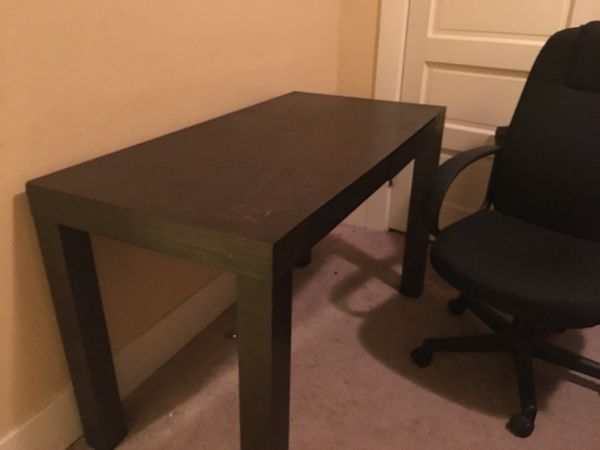 West Elm Parsons Desk Dark Brown Office Chair Black For Sale