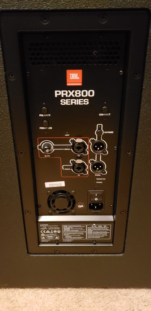 JBL PRX800 Series Two18" powered subwoofer speakers/ JBL 15" Powered