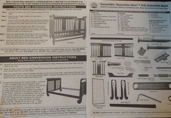 Baby Kid Convertible Crib For Sale In Montgomery Village Md