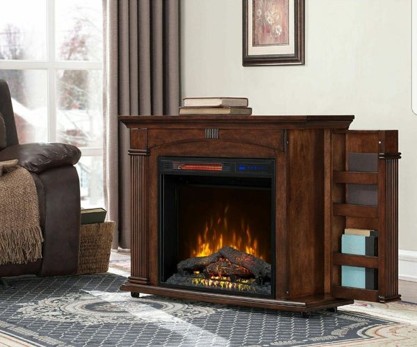 Luxurious Electric Fireplace Cherry Finish LED Flames Mantle 37 Inch