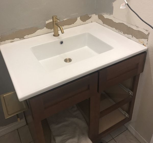 Ceramic bathroom vanity top counter with integrated sink ...