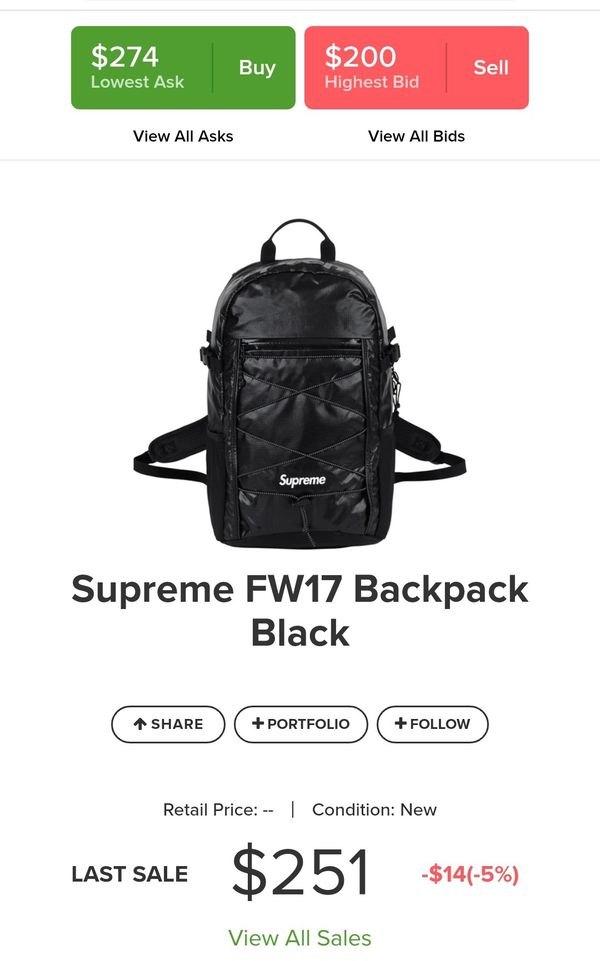 Supreme Black Backpack FW17 - $220 for Sale in Shoreline, WA - OfferUp