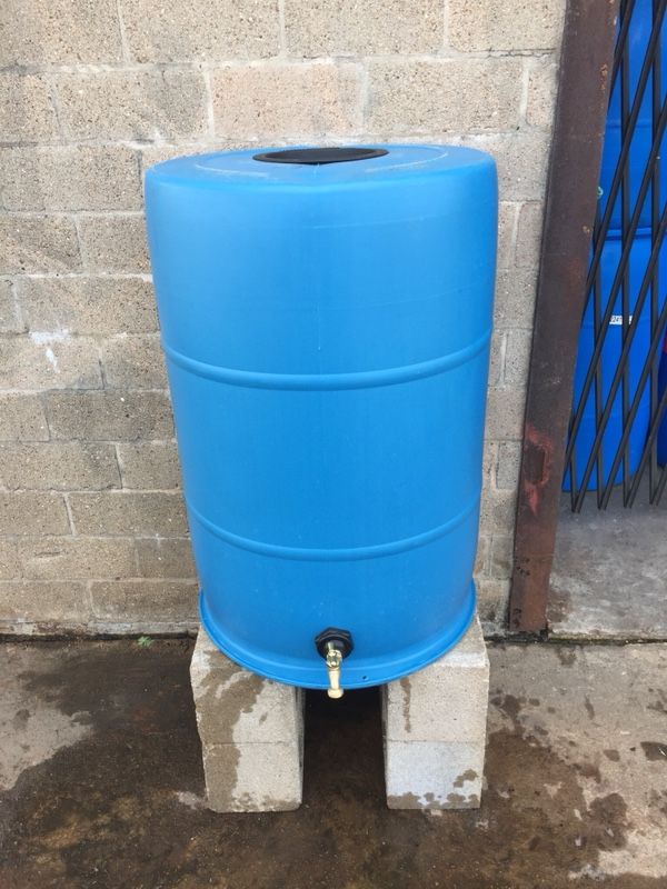 55 gallon FoodGrade Bright & Opaque Blue (repurposed) Rain barrels