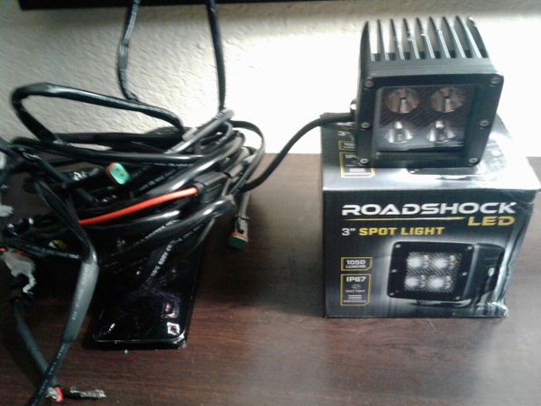 Led roadshock 3" off roadspot light and wiring harness for Sale in San