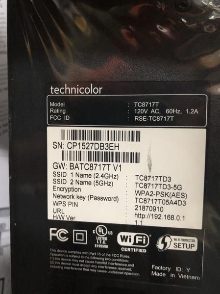 technicolor modem tc8717t battery