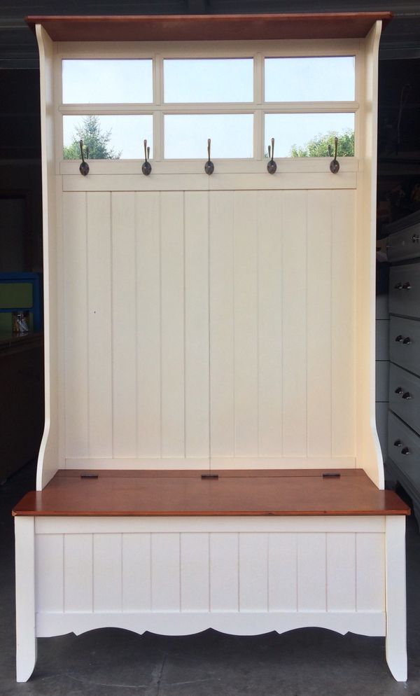 Farmhouse Look Entryway Coat Rack with Storage Bench for Sale in