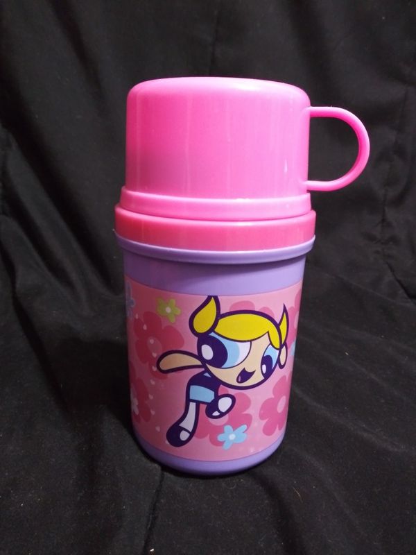 Powerpuff Girls Pink Purple Heart Shaped Lunch Box with Thermos