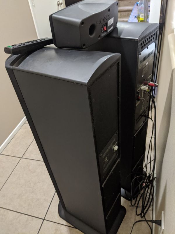 "SONY" TOWER SPEAKERS WITH SUBWOOFERS AND BUILT IN AMP. IN GOOD