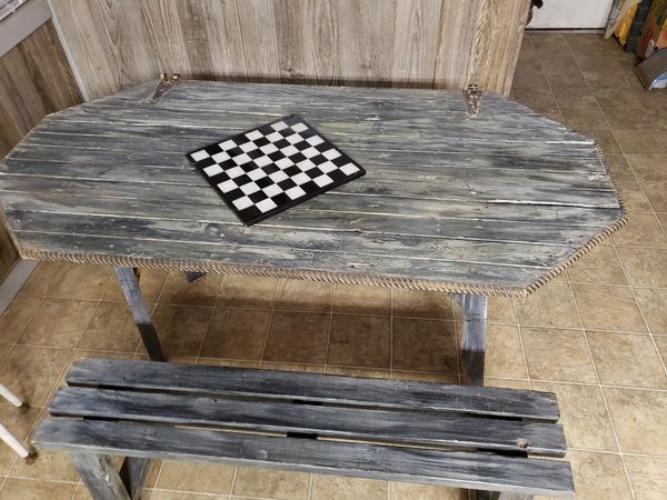 Rustic Kitchen Dining Room Table With Bench Seating For Sale In