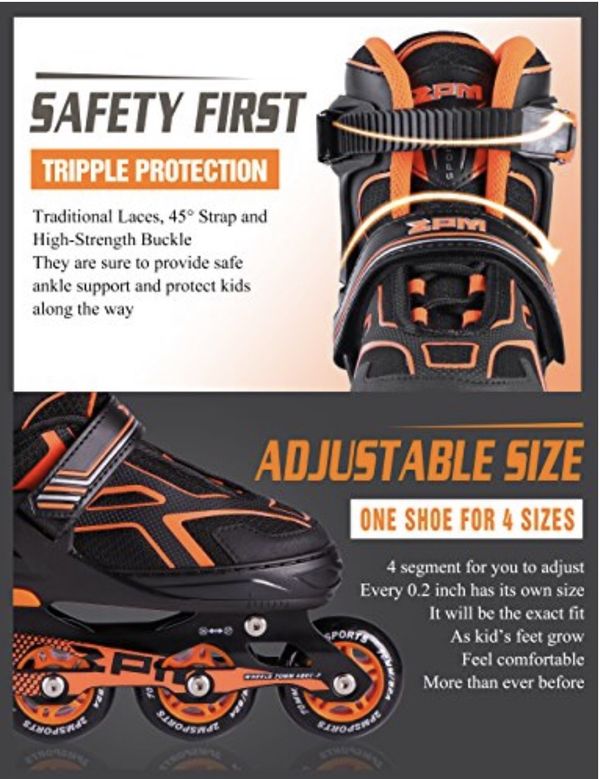 ZPM SPORTS Torinx Adjustable InLine Skates, Great Roller Blades for