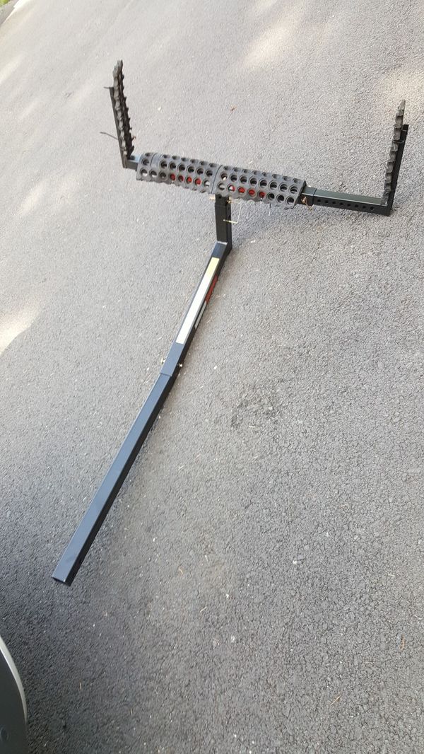 Truck hitch extender, adjustable, steel, with flag, for boats, wood