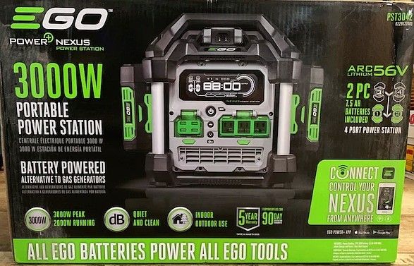 EGO 3000-Watt Nexus Portable Power Station Generator Powered with Two 7 ...