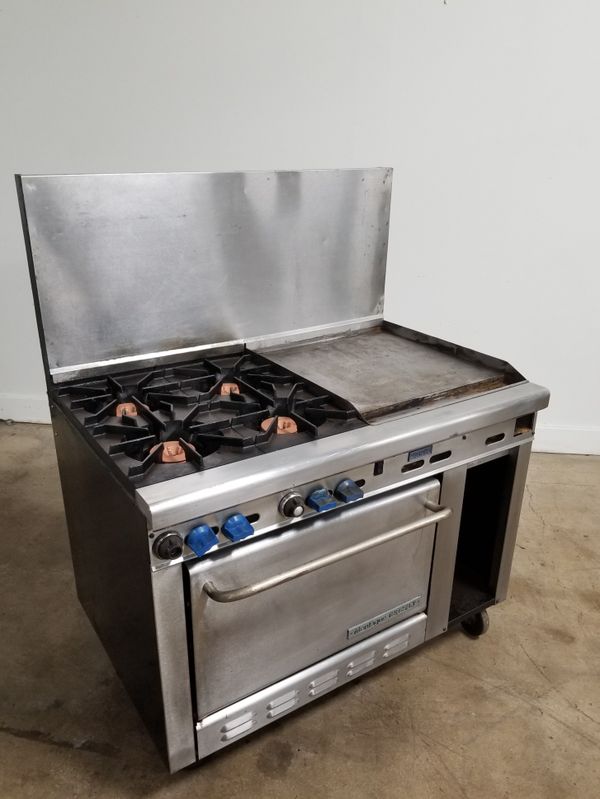 Restaurant Range Stove 4 Burner with 2ft Grill Griddle Convection Oven