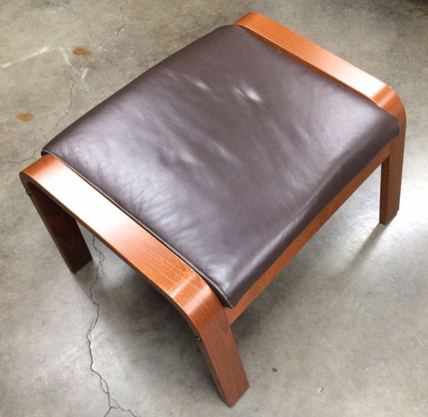 IKEA POÄNG Chair & POÄNG Ottoman set (medium brown 100% Leather) for