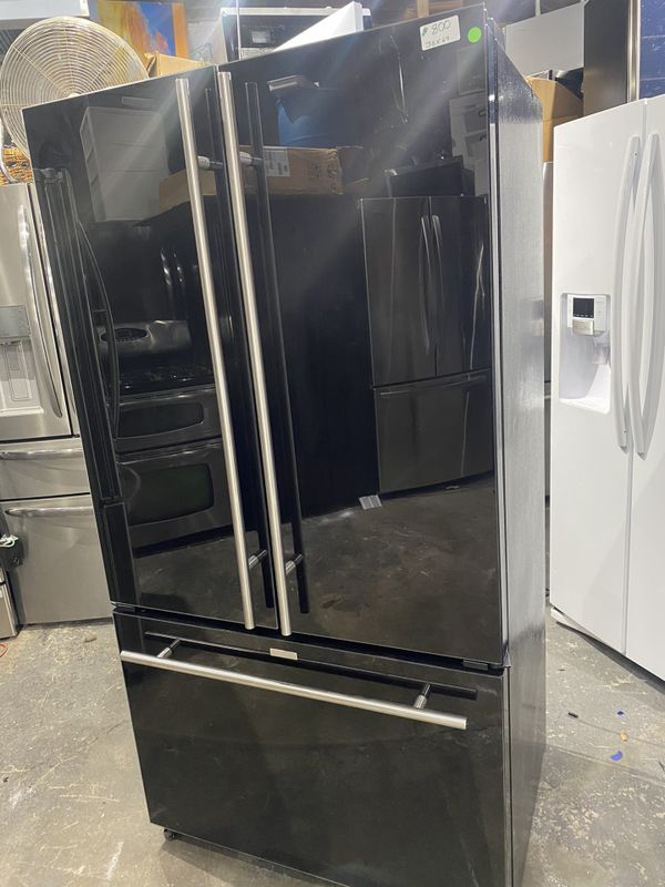 jenn air black glass fridge