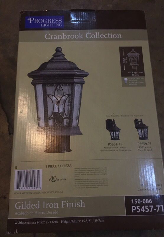 Progress Lighting Cranbrook Collection 1 Light Outdoor Gilded Iron Progress Lighting Cranbrook Collection