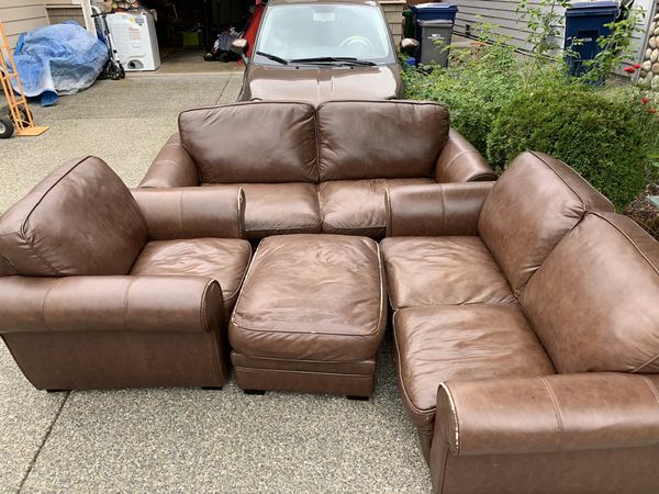 pottery barn leather living room