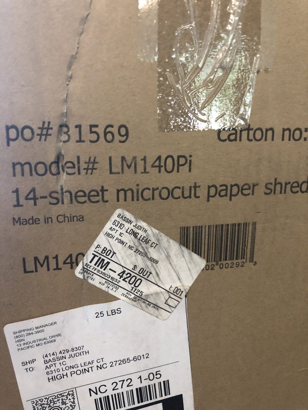 Embassy 14 sheet microcut Paper shredder LM140Pi White for 