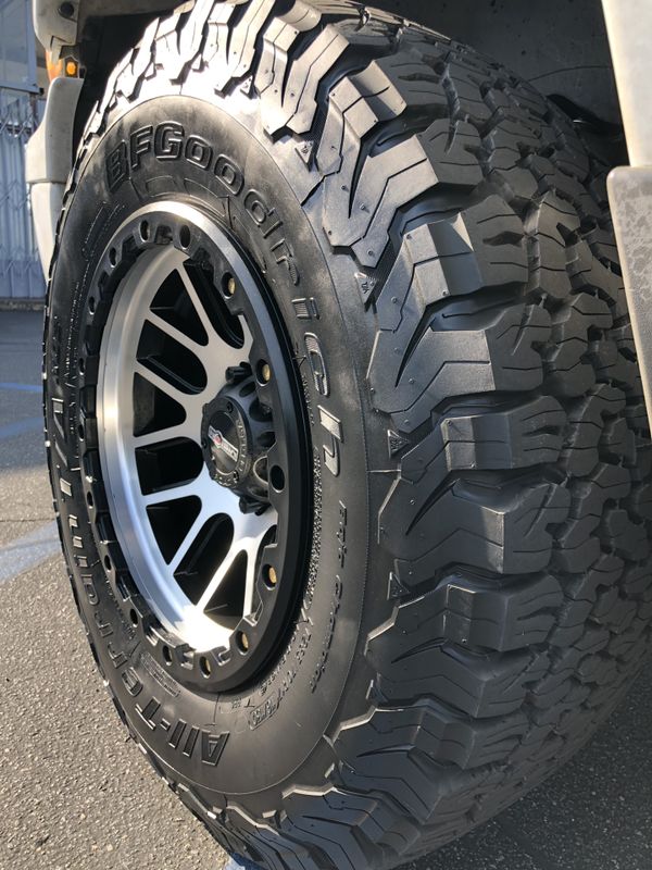 New BfGoodrich Ko2 All Terrain Tires with Offroad Wheels Fits Silverado Tahoe Ram Jeep