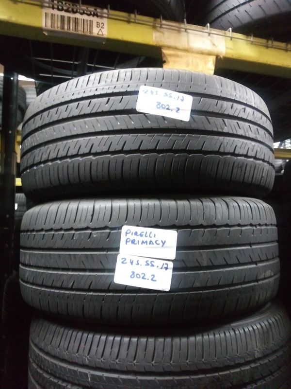 245/55R17. 2 Michelin Primacy Mxm4 Run Flat BMW Preowned tires 245/55