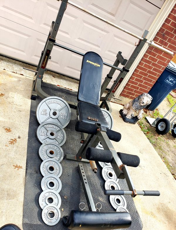 300 POUND WEIGHT SET, OLYMPIC BAR, PREACHER CURL ATTACHMENT, LEG RAISE