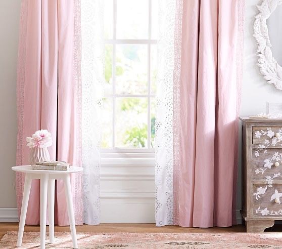 Pottery Barn Kids Evelyn Linen Blackout Curtain Rod Finial Set
