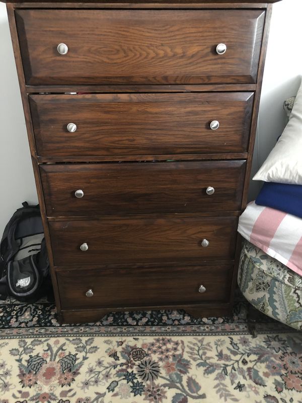 Dark wood tall dresser and matching nightstand for Sale in Naperville