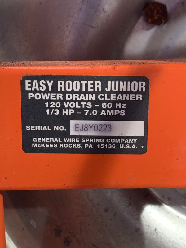 Easy Rooter General pipe cleaner 75’ for Sale in Wimauma