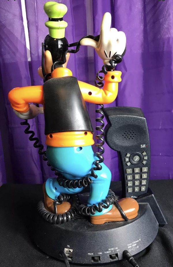 Disney Telemania Cordless Animated Talking Goofy Telephone Phone RARE ...