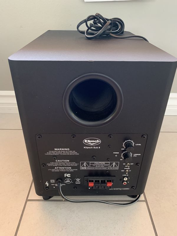 Klipsch SUB8 8" Powered Subwoofer 100 watts Great Working Condition