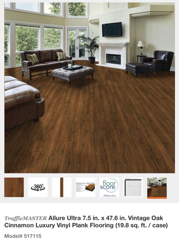 Trafficmaster Allure Ultra 7 5 In X 47 6 Vintage Oak Cinnamon 21sold