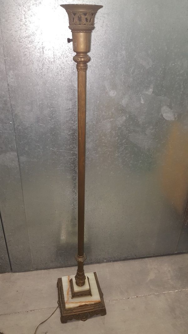 Old Antique Brass Floor Lamp Marble / Onyx Base for Sale in Oakland