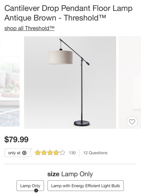Cantilever Drop Pendant Floor Lamp Antique Brown For In Walnut 40sold
