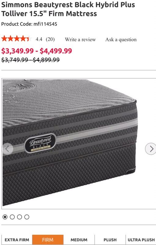 Asking 1 200 Queen Simmons Beautyrest Black Hybrid Plus Tolliver 1 200sold