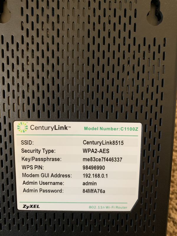 CenturyLink ZyXEL C1100Z 802.11n Wireless Modem Router ADSL2+ VDSL