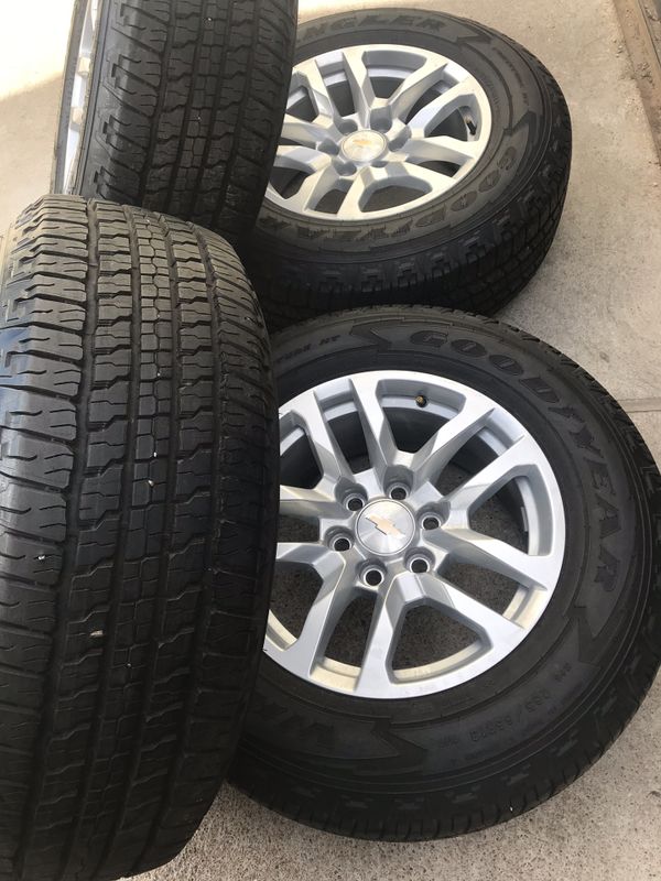 2019 brand new take offs chevy Silverado 18 inch wheels and Goodyear