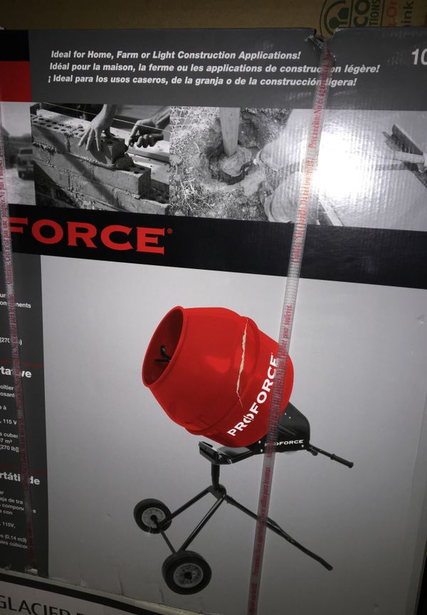 Pro Force Cement Mixer 5 Cubic Feet Drum 270 pound batch capacity for