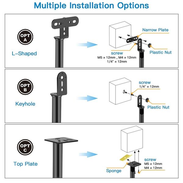 Model: PSSS1 PERLESMITH Adjustable Height Speaker Stands-Extends 30-45 Inch-Hold Satellite /& Small Bookshelf Speakers Weight up to 8lbs-Heavy Duty Floor Stands for Surround Sound-1 Pair