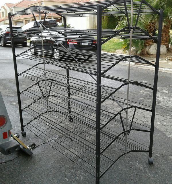 Commercial Double sided shoe rack on wheels for retail store or large