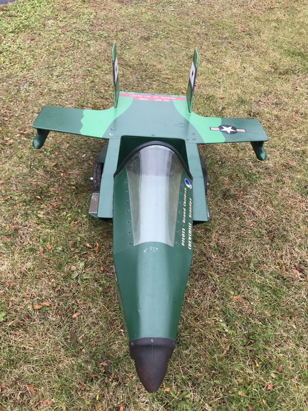 Awesome one of a kind Custom Jet Fighter Plane pedal car! Working yolk