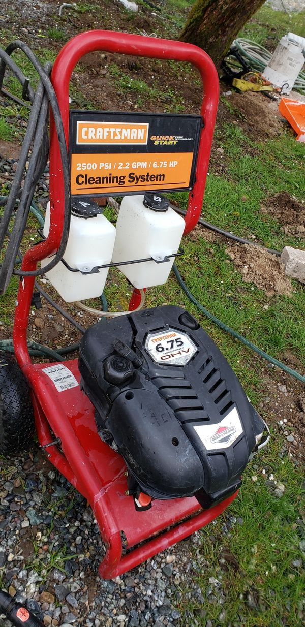 PENDING Craftsman pressure washer, Quick start pump technology, 2500psi