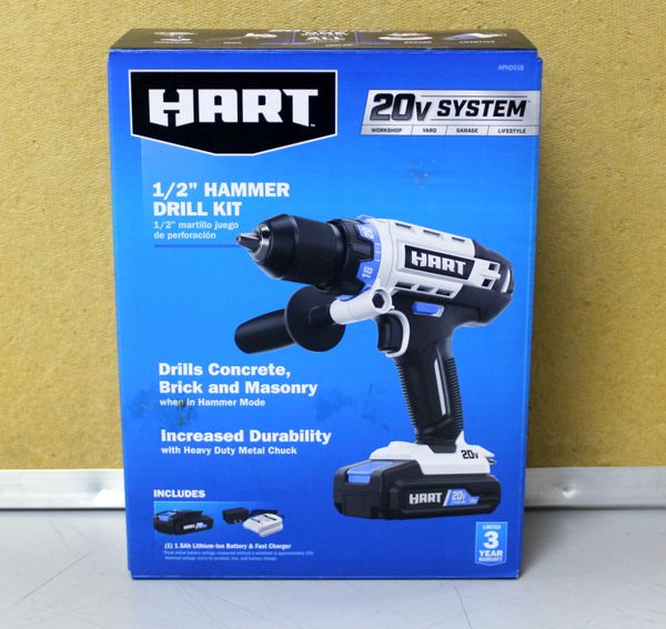 HART 20V Cordless 1/2" Hammer Drill Kit (1) 1.5Ah LiIon Battery