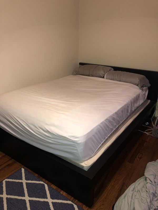 IKEA Full Size Bed Frame Black/Brown, Mattress & Box Spring for Sale in